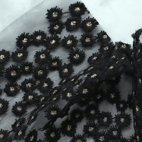 망사원단)특수원단) ☆HS-꽃자수망사(5)블랙